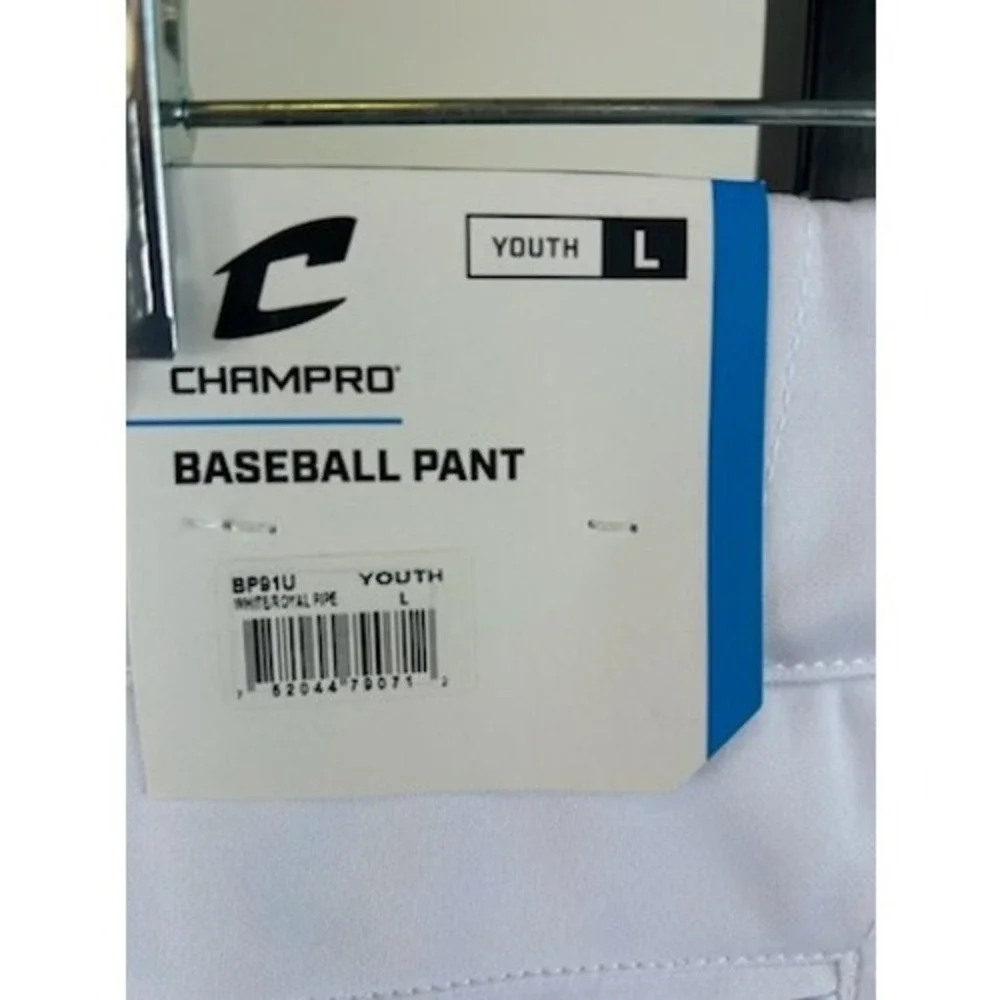 Champro Baseball Pant Open Bottom Loose Fit‎ White Youth Size Large